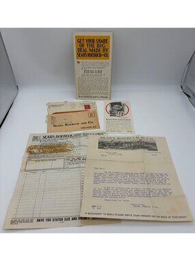 1914 Sears Roebuck Advertising Ephemera Lot Letter Suit Swatches Order Forms Set